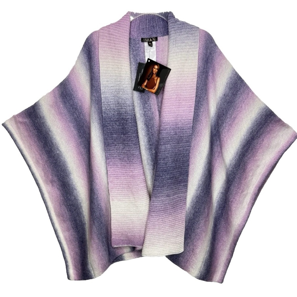 IMAN Lavender Ombre Knit Women's Sweater Wrap
